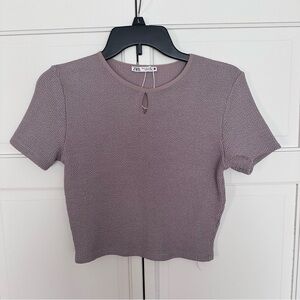 Zara Women's mauve textured short sleeve crop top size small